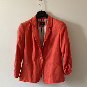 Blazer Jules & Leopard lined jacket padded shoulders 30% linen Coat Size S